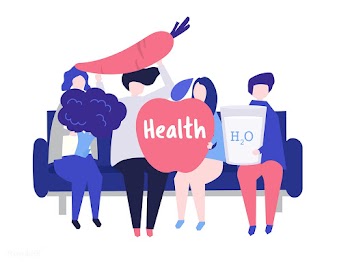 Characters of people holding health icons ill.. | Free stock vector - 454528