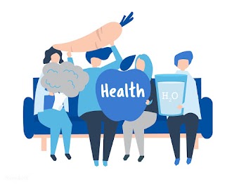 Characters of people holding health icons ill.. | Free stock vector - 454530