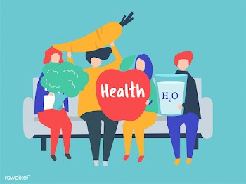 Characters of people holding health icons ill.. | Free stock vector - 454543