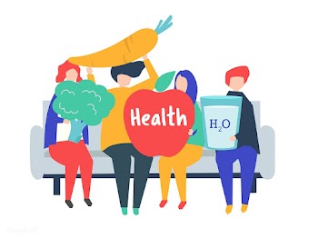 Characters of people holding health icons ill.. | Free stock vector - 454564