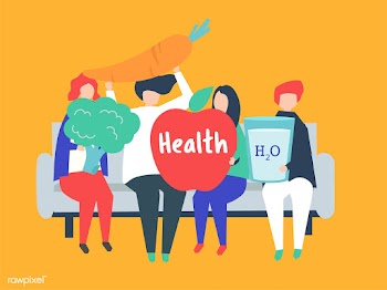 Characters of people holding health icons ill.. | Free stock vector - 454567