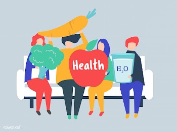 Characters of people holding health icons ill.. | Free stock vector - 454578