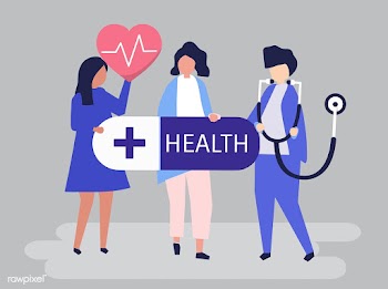 Characters of people holding healthcare icons.. | Free stock vector - 456312