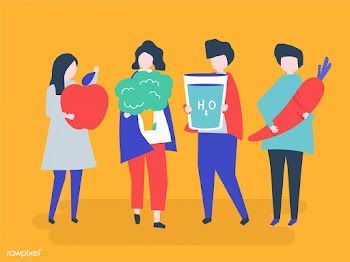 Characters of people holding healthy food ill.. | Free stock vector - 456347