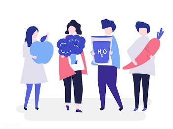 Characters of people holding healthy food ill.. | Free stock vector - 456350