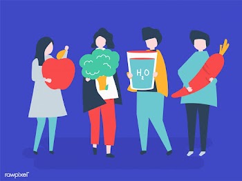Characters of people holding healthy food ill.. | Free stock vector - 456352