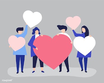 Characters of people holding heart shapes ill.. | Free stock vector - 454944