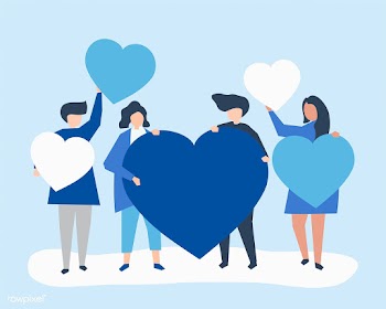 Characters of people holding heart shapes ill.. | Free stock vector - 455193