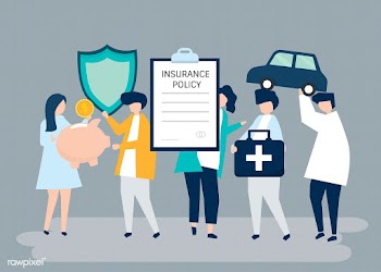 Characters of people holding insurance icons .. | Free stock vector - 455198