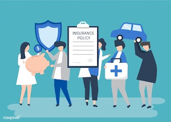 Characters of people holding insurance icons .. | Free stock vector - 455219