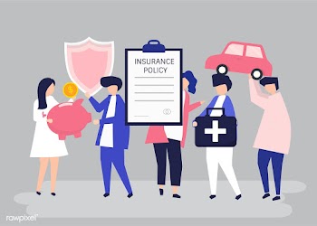 Characters of people holding insurance icons .. | Free stock vector - 455224