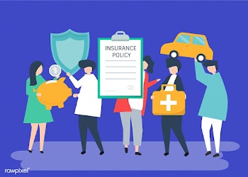 Characters of people holding insurance icons .. | Free stock vector - 455229