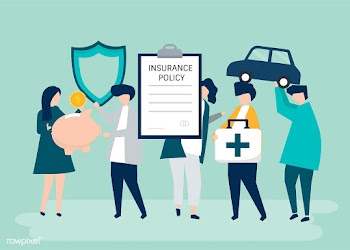 Characters of people holding insurance icons .. | Free stock vector - 455241