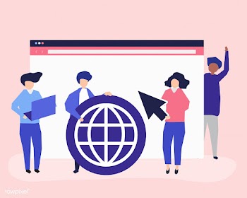 Characters of people holding internet search .. | Free stock vector - 454569