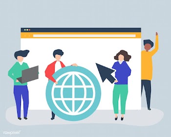 Characters of people holding internet search .. | Free stock vector - 454571