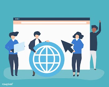 Characters of people holding internet search .. | Free stock vector - 454588