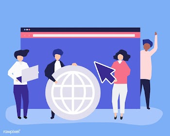 Characters of people holding internet search .. | Free stock vector - 454593