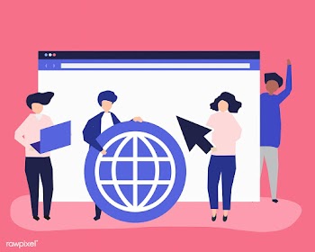 Characters of people holding internet search .. | Free stock vector - 454602