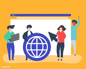 Characters of people holding internet search .. | Free stock vector - 454608