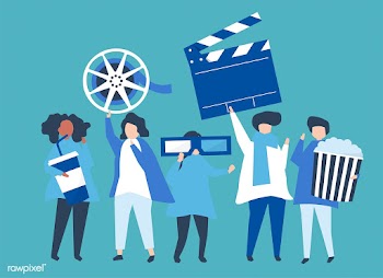 Characters of people holding movie icons illu.. | Free stock vector - 454629