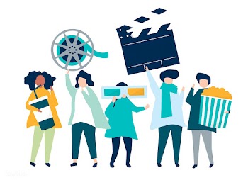 Characters of people holding movie icons illu.. | Free stock vector - 454635