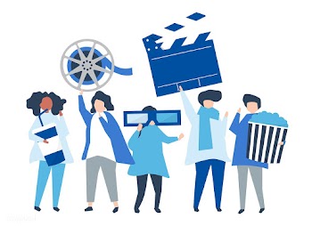 Characters of people holding movie icons illu.. | Free stock vector - 454642