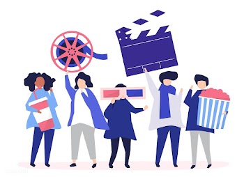 Characters of people holding movie icons illu.. | Free stock vector - 454646