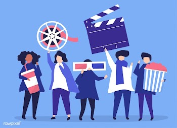 Characters of people holding movie icons illu.. | Free stock vector - 454653