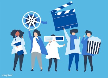 Characters of people holding movie icons illu.. | Free stock vector - 454663