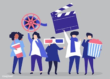 Characters of people holding movie icons illu.. | Free stock vector - 454671