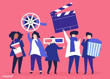 Characters of people holding movie icons illu.. | Free stock vector - 454685