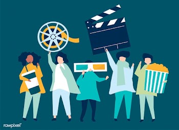 Characters of people holding movie icons illu.. | Free stock vector - 454686
