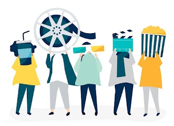 Characters of people holding movie icons illu.. | Free stock vector - 454794