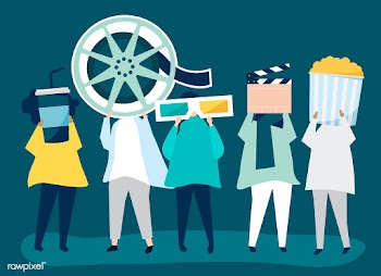 Characters of people holding movie icons illu.. | Free stock vector - 454798