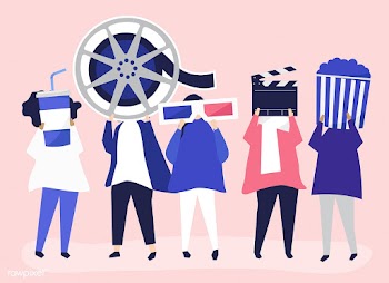 Characters of people holding movie icons illu.. | Free stock vector - 454826