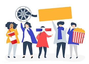 Characters of people holding movie icons illu.. | Free stock vector - 454893