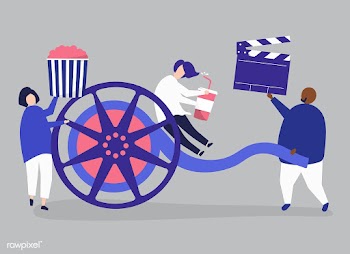 Characters of people holding movie icons illu.. | Free stock vector - 455459