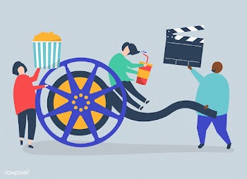 Characters of people holding movie icons illu.. | Free stock vector - 455466