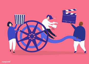 Characters of people holding movie icons illu.. | Free stock vector - 455483