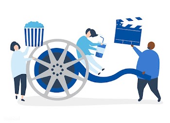 Characters of people holding movie icons illu.. | Free stock vector - 455486