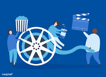 Characters of people holding movie icons illu.. | Free stock vector - 455494