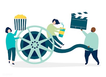 Characters of people holding movie icons illu.. | Free stock vector - 455508