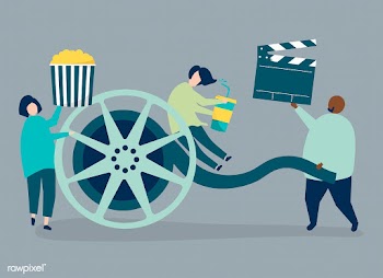 Characters of people holding movie icons illu.. | Free stock vector - 455511
