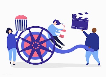 Characters of people holding movie icons illu.. | Free stock vector - 455537