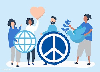 Characters of people holding peace icon illus.. | Free stock vector - 478361