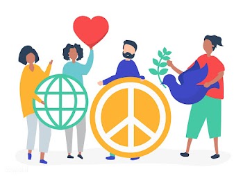 Characters of people holding peace icon illus.. | Free stock vector - 478739