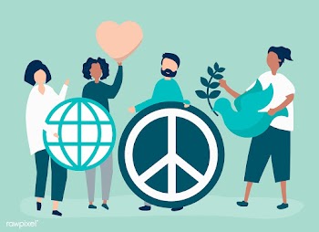 Characters of people holding peace icon illus.. | Free stock vector - 478771