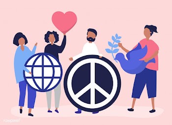 Characters of people holding peace icon illus.. | Free stock vector - 479555