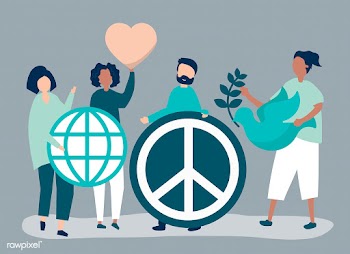 Characters of people holding peace icon illus.. | Free stock vector - 479589
