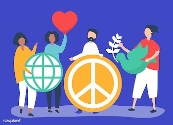 Characters of people holding peace icon illus.. | Free stock vector - 480461